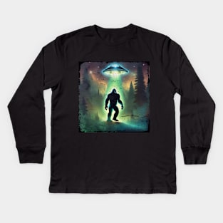 Beam Up Bigfoot Kids Long Sleeve T-Shirt